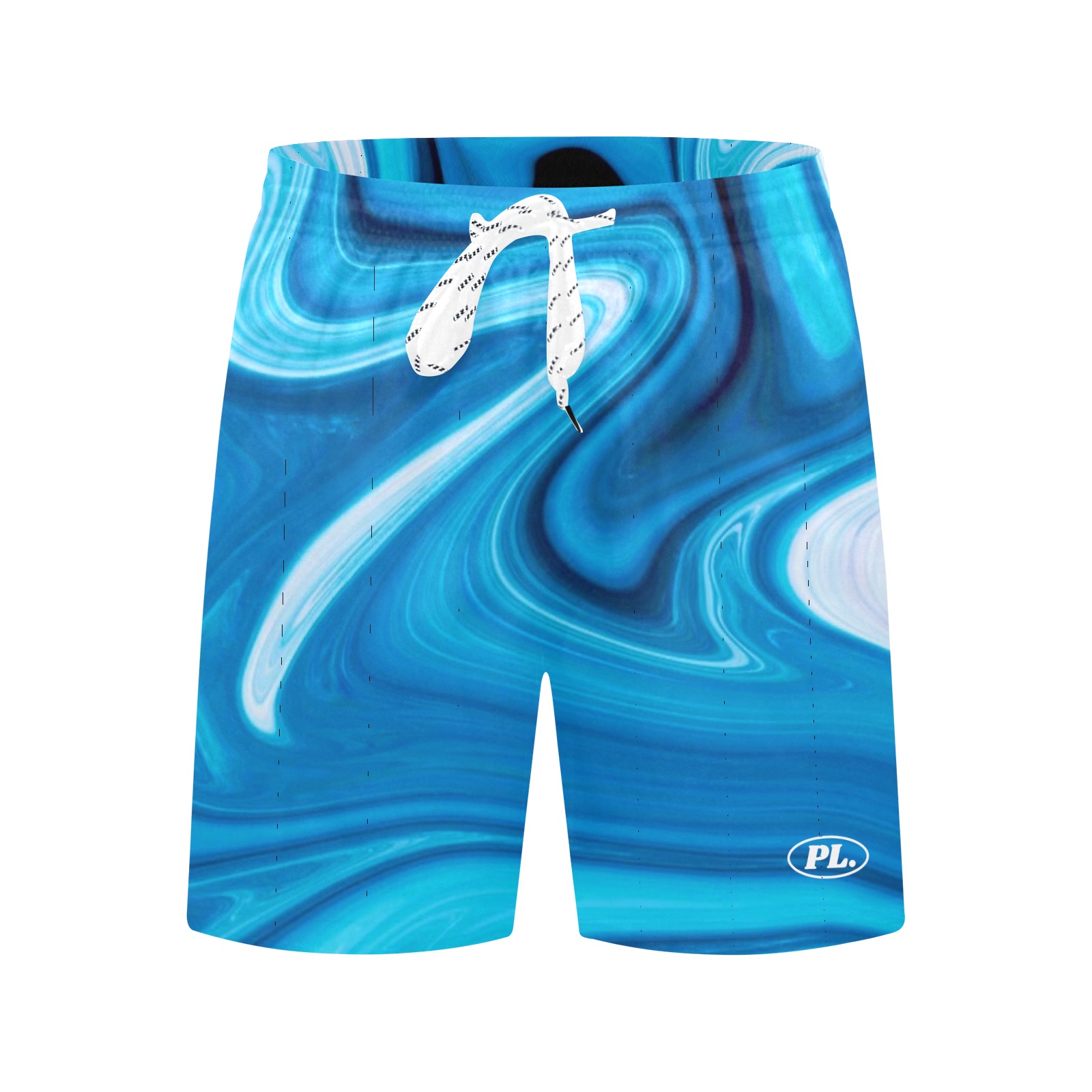 Ocean Wave Print Shorts Men's Mid-Length Beach Shorts (Model L51)