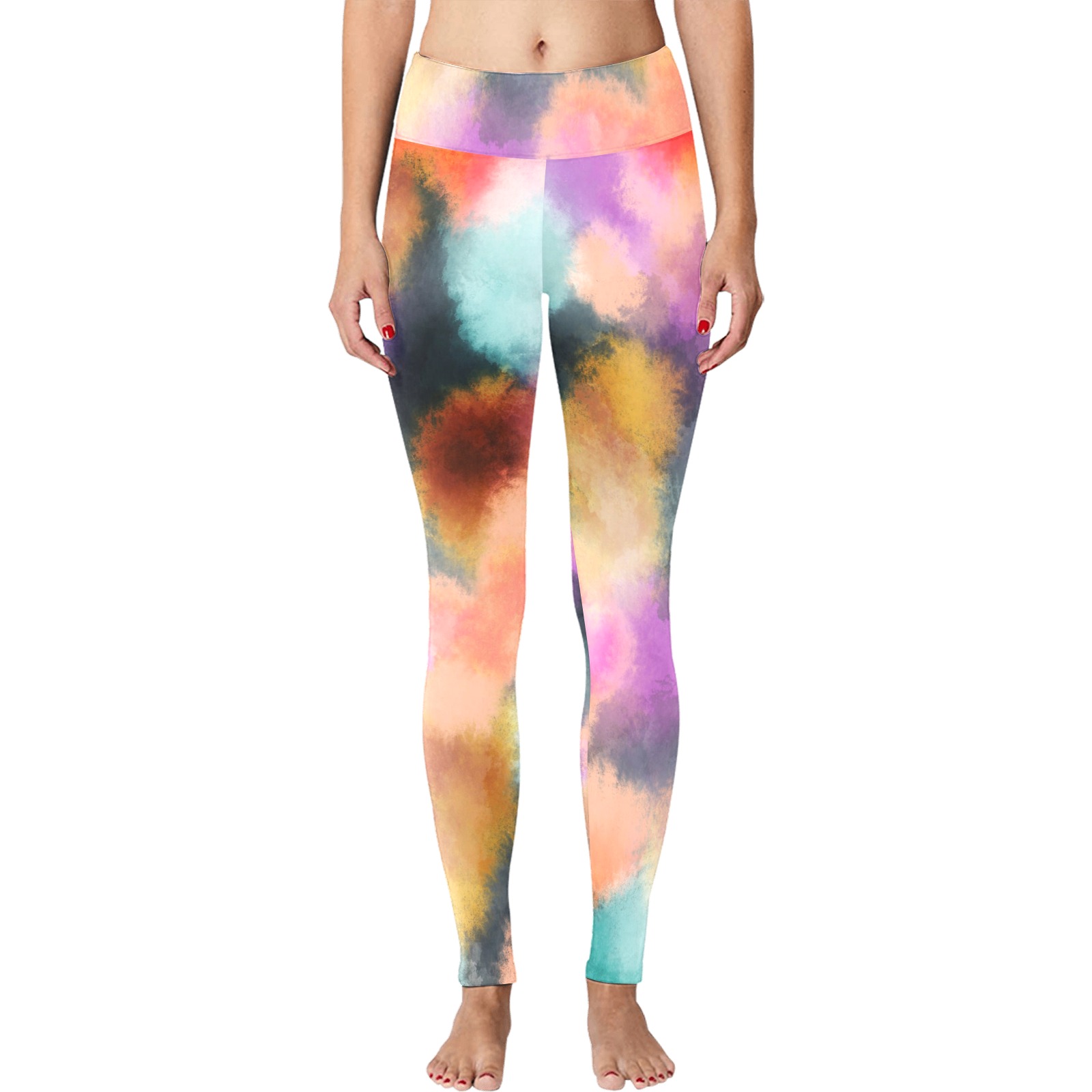 Abstract saturated splash 2B Women's Big Size Workout Leggings (Model L43)