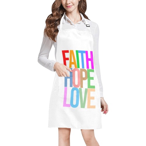 Faith, hope, love colorful text typography art. All Over Print Apron