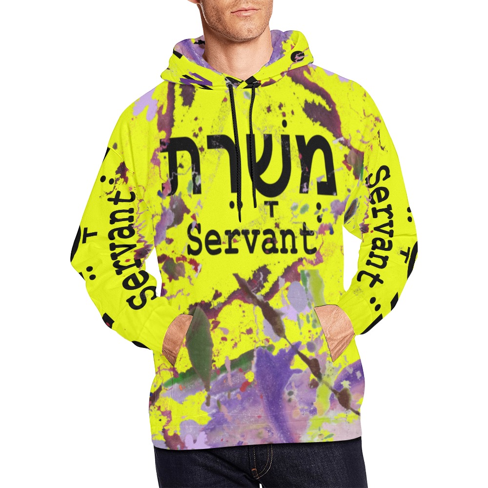 Servant Men Color Blast p Hoodie Yellow All Over Print Hoodie for Men (USA Size) (Model H13)