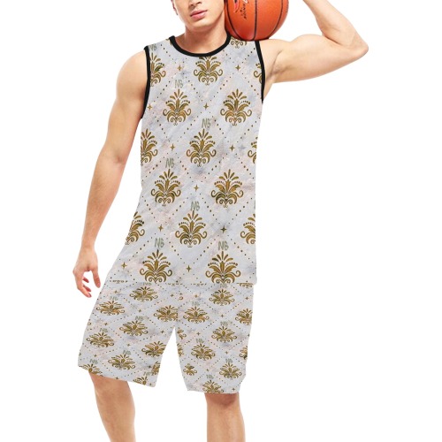 Gold Royal Pattern by Nico Bielow Basketball Uniform with Pocket