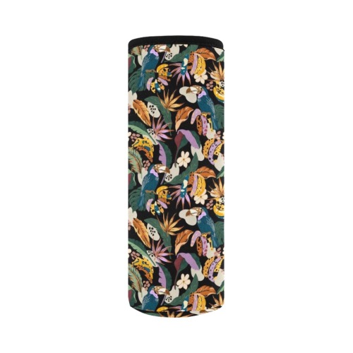 Toucans in the modern colorful dark jungle 2 Neoprene Water Bottle Pouch/Large