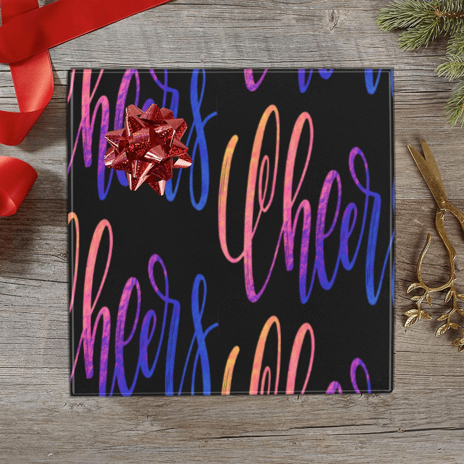 Cheers! Merry Christmas! Gift Wrapping Paper 58"x 23" (1 Roll)
