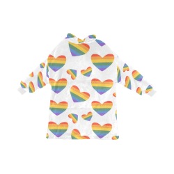 Gay Pride Rainbow Hearts Blanket Hoodie for Women