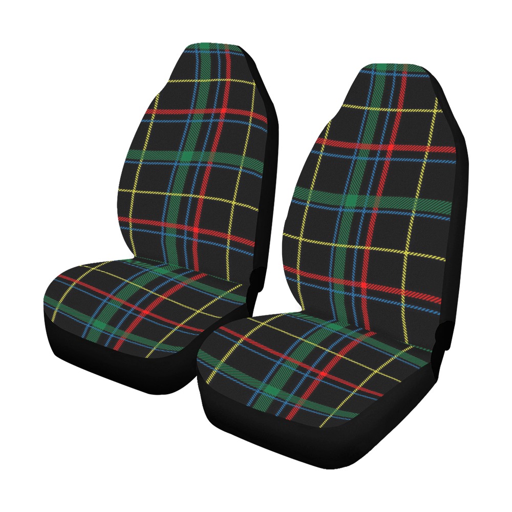 Black Red Green Plaid Car Seat Covers (Set of 2&2 Separated Designs)