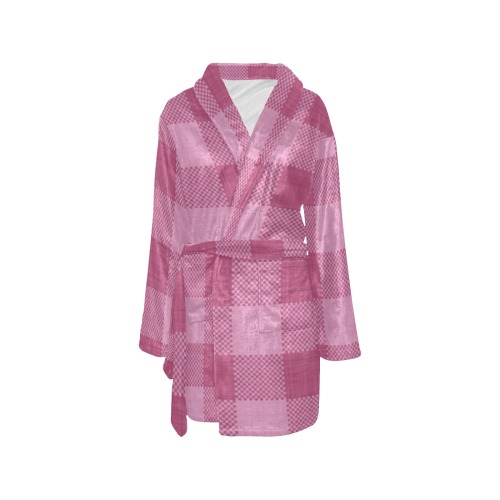 Rose Pink Plaid Women's All Over Print Night Robe
