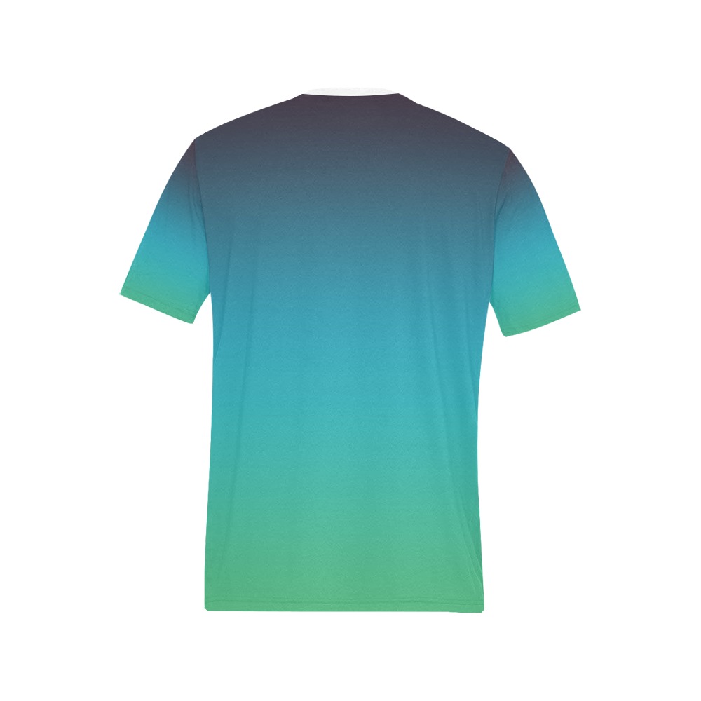 blu grn brn Men's All Over Print T-Shirt (Solid Color Neck) (Model T63)