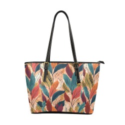 Autumn Leaves Leather Tote Bag/Large (Model 1640)