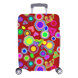 Groovy Hearts and Flowers Red Luggage Cover/Large 26"-28"