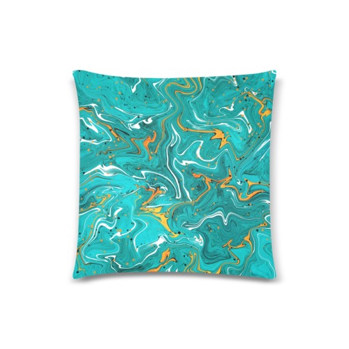 Teal and orange marble pattern Custom Zippered Pillow Case 18"x18"(Twin Sides)