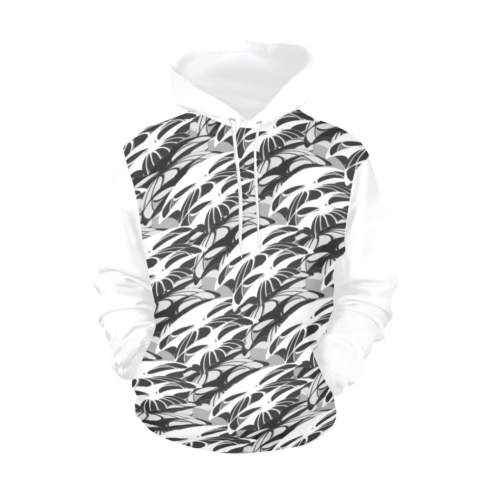 Alien Troops Pattern - White Sleeves All Over Print Hoodie for Women (USA Size) (Model H13)