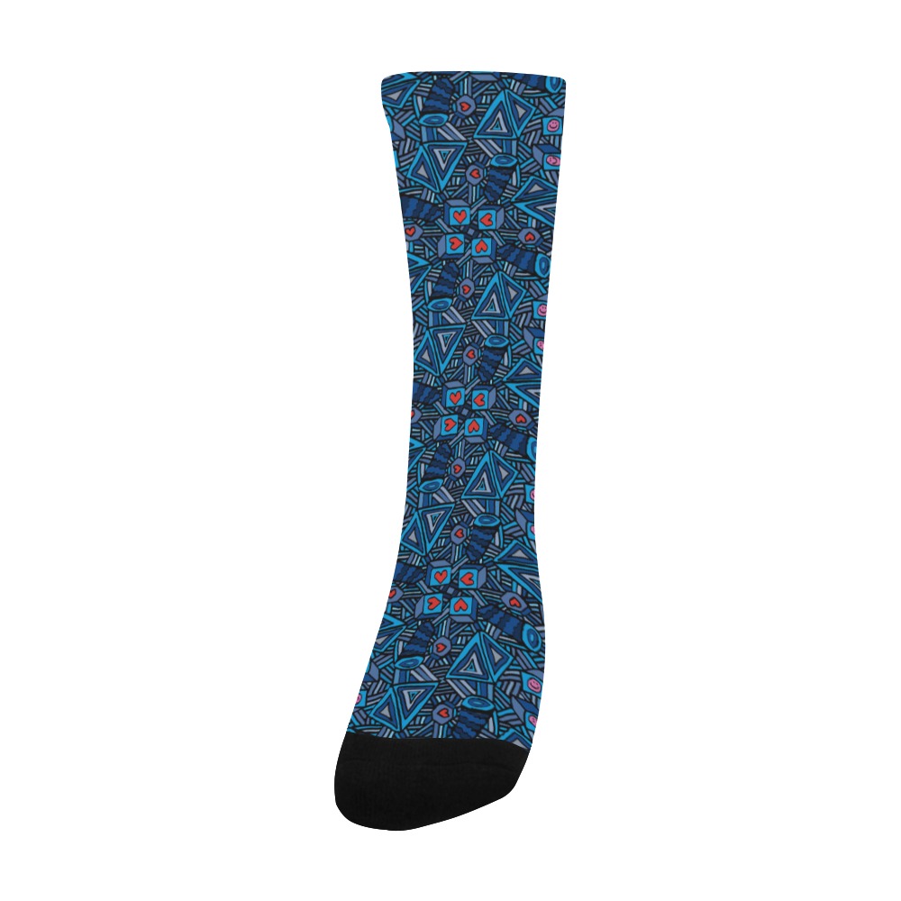 Blue Doodles - Hearts And Smiles Men's Custom Socks