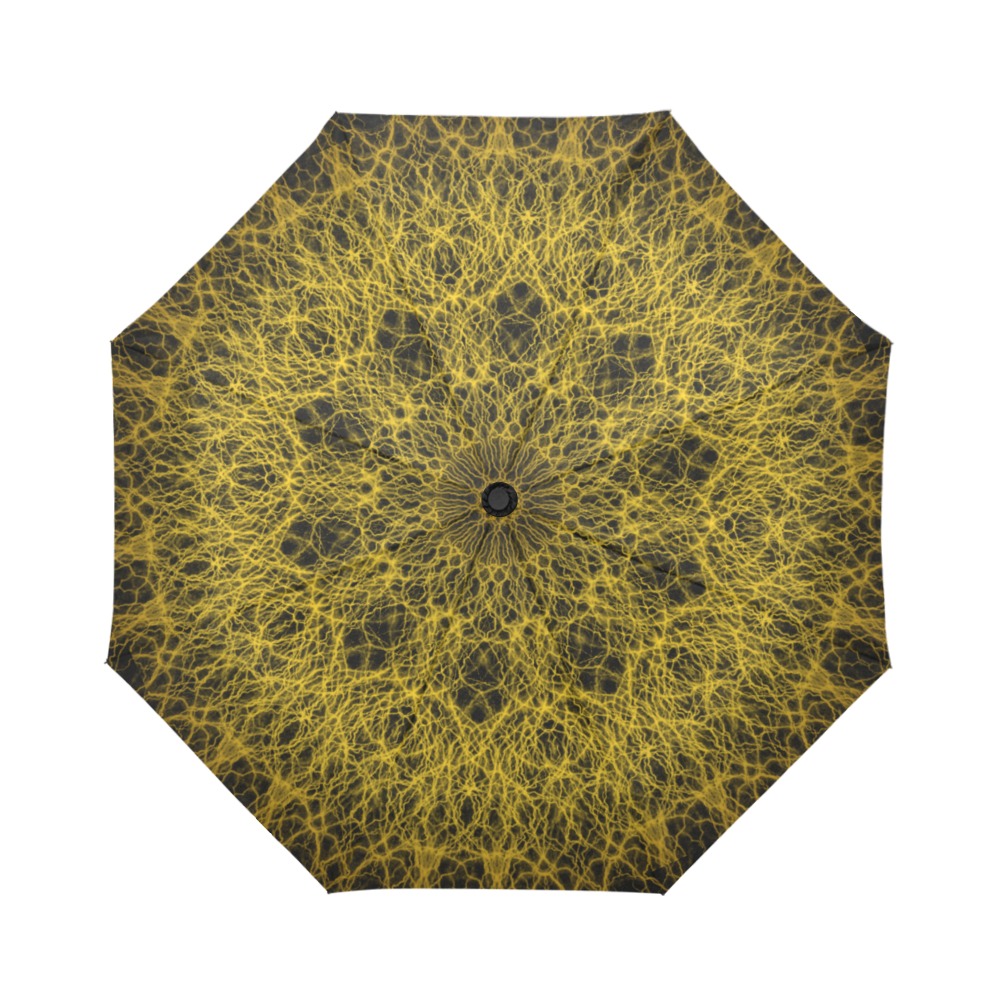 Ô Golden Web 1 on Black Auto-Foldable Umbrella (Model U04)