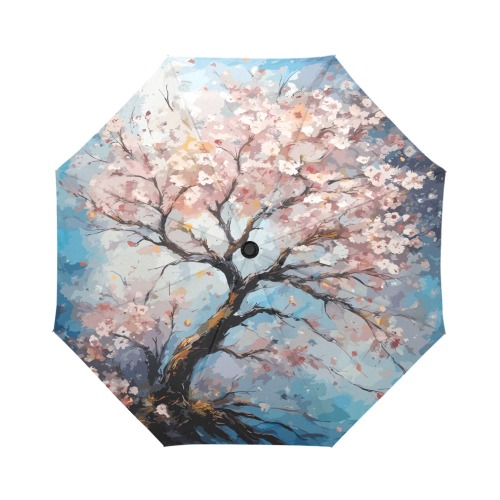 Sakura tree in full bloom. Hanami season art. Auto-Foldable Umbrella (Model U04)