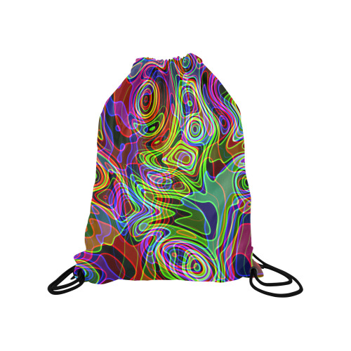 Abstract Retro Neon Pattern Background Design Medium Drawstring Bag Model 1604 (Twin Sides) 13.8"(W) * 18.1"(H)
