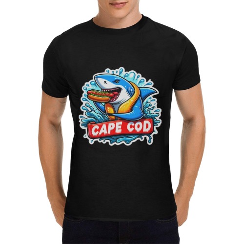 CAPE COD-GREAT WHITE EATING HOT DOG 3 Men's T-Shirt in USA Size (Front Printing Only)