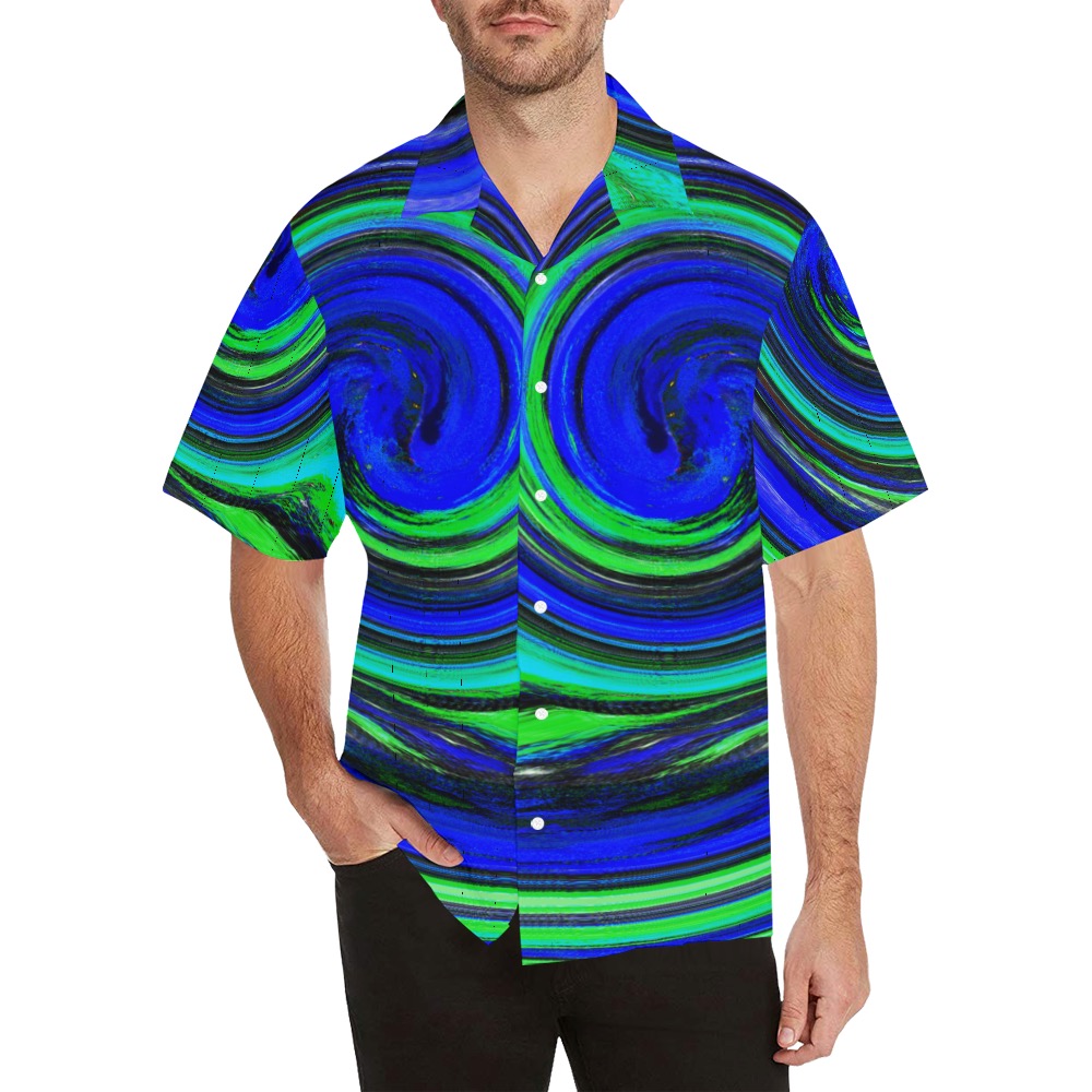 Blue and Green ocean Hawaiian Shirt (Model T58)
