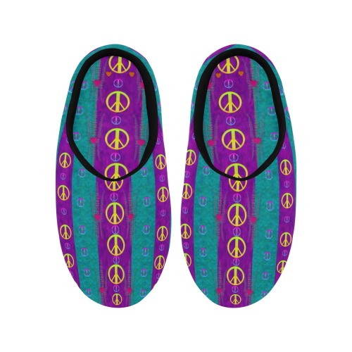 Peace be with us this wonderful year in true love Women's Non-Slip Cotton Slippers (Model 0602)