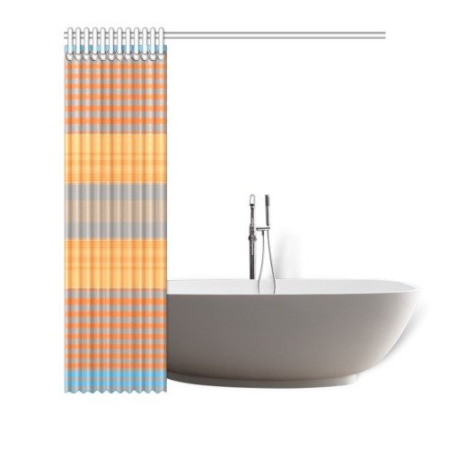 Yellow Orange Blue Stripe Pattern Shower Curtain 66"x72"