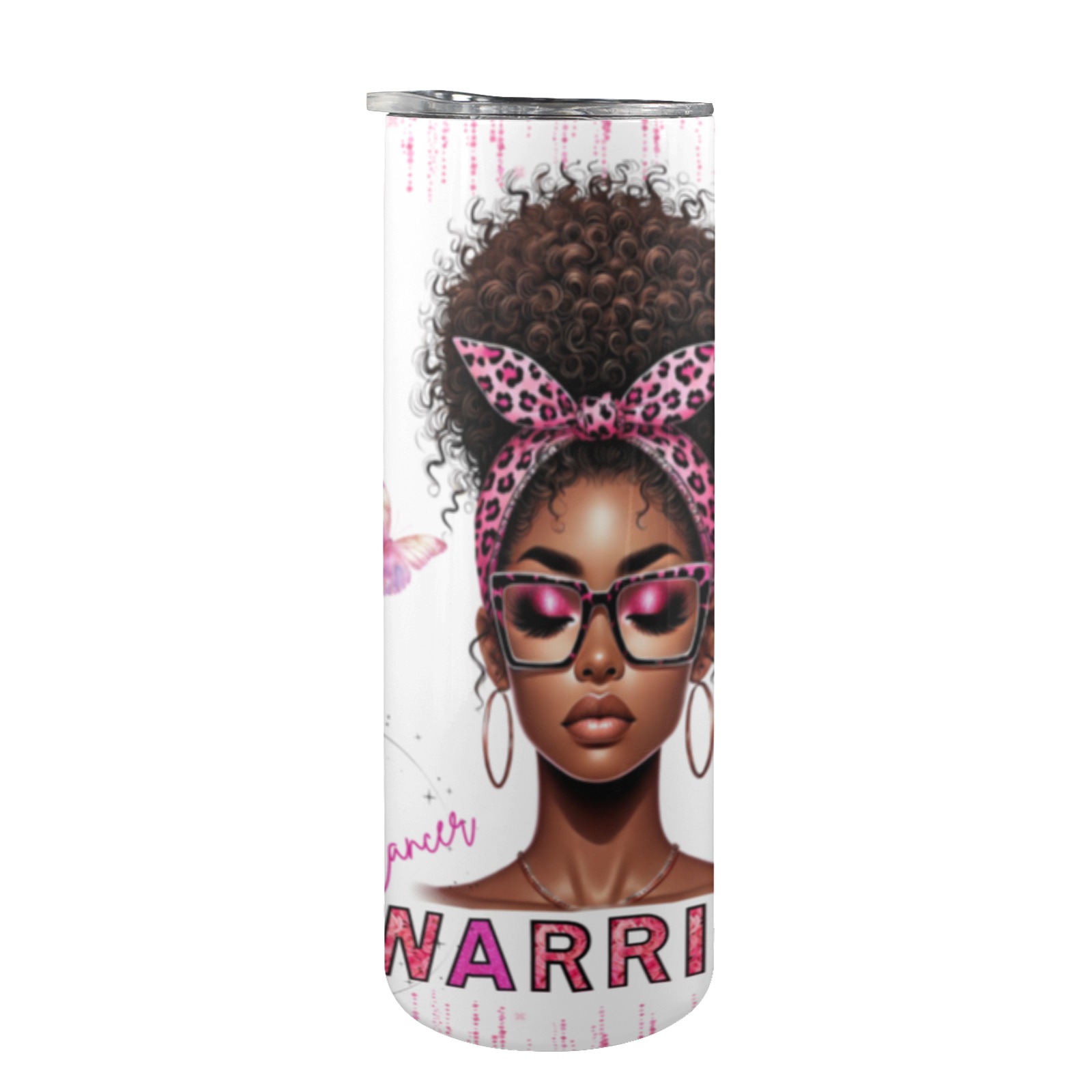 Breast Cancer Warrior 20oz Skinny Tumbler 20oz Tall Skinny Tumbler with Lid and Straw