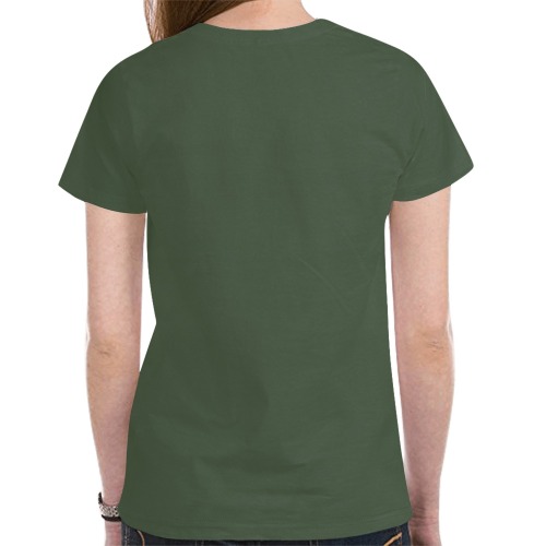 Golden Sugar Skull Forest Green New All Over Print T-shirt for Women (Model T45)