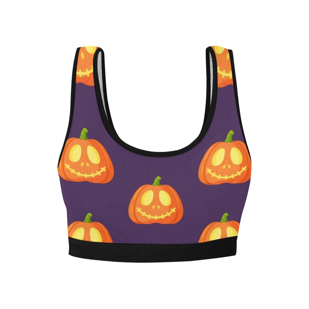 Halloween Pumpkin Women's All Over Print Sports Bra (Model T52)