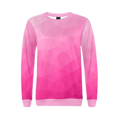Hot pink gradient geometric mesh pattern All Over Print Crewneck Sweatshirt for Women (Model H18)