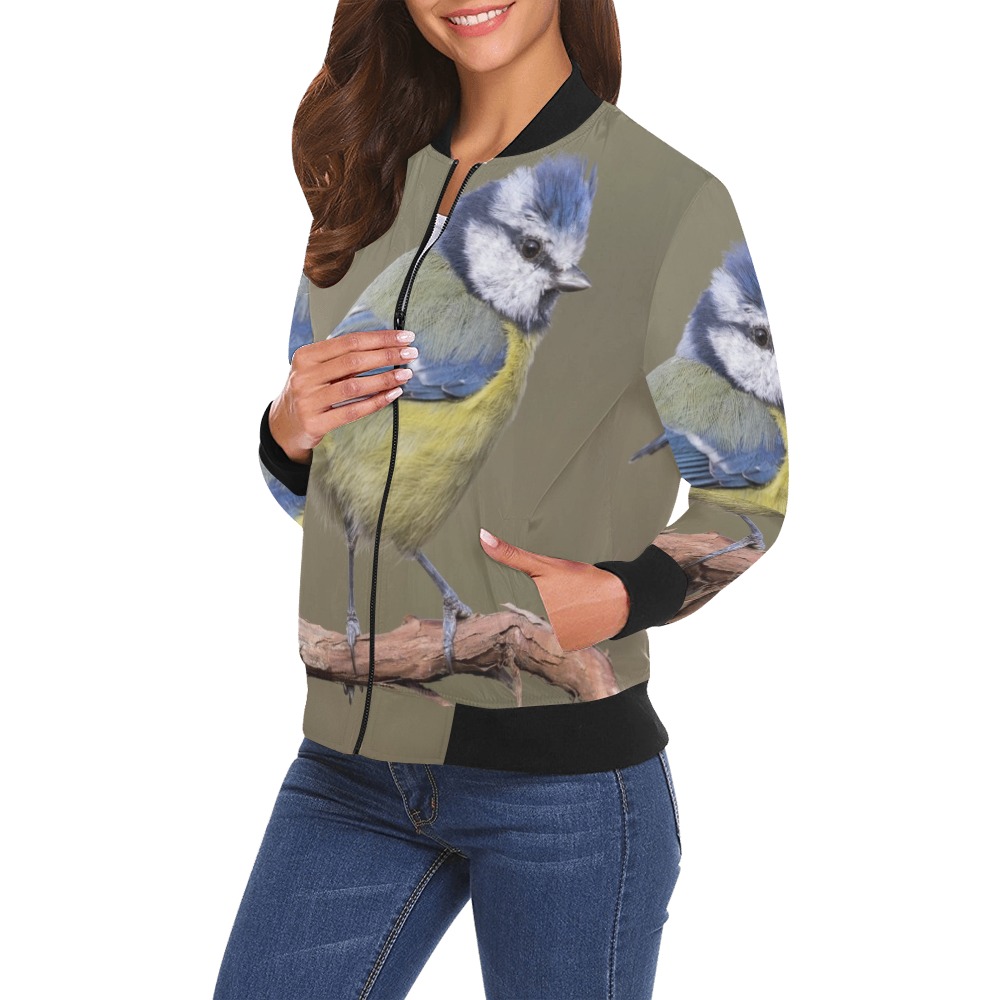Beautiful canary Collectable Fly All Over Print Bomber Jacket for Women (Model H19)