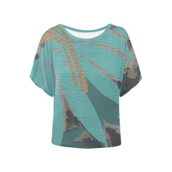 Hawaiian Green Women's Batwing-Sleeved Blouse T shirt (Model T44)