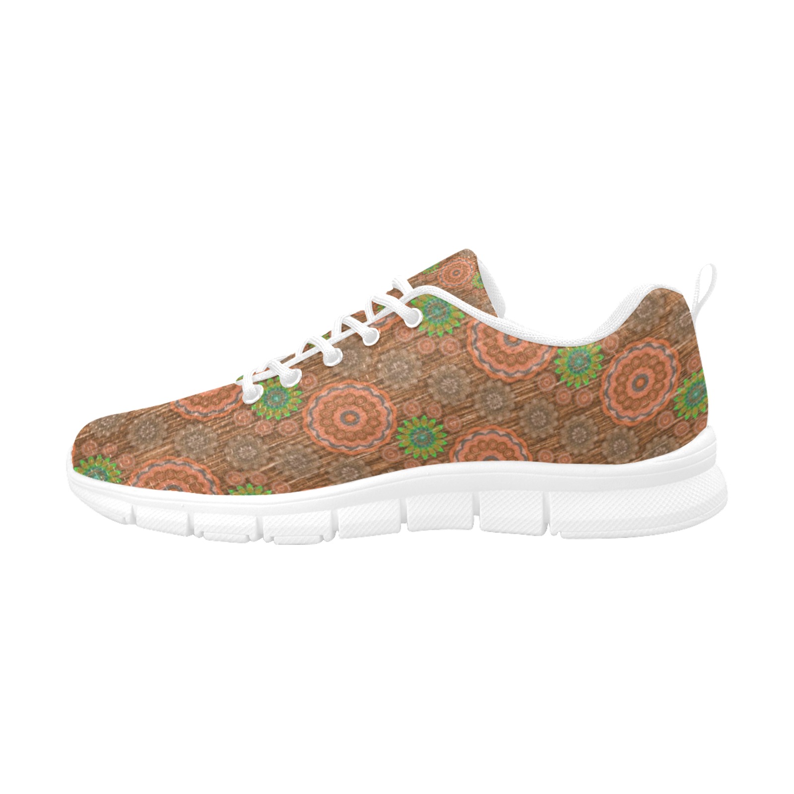The Orange floral rainy scatter fibers textured Women's Breathable Running Shoes (Model 055)
