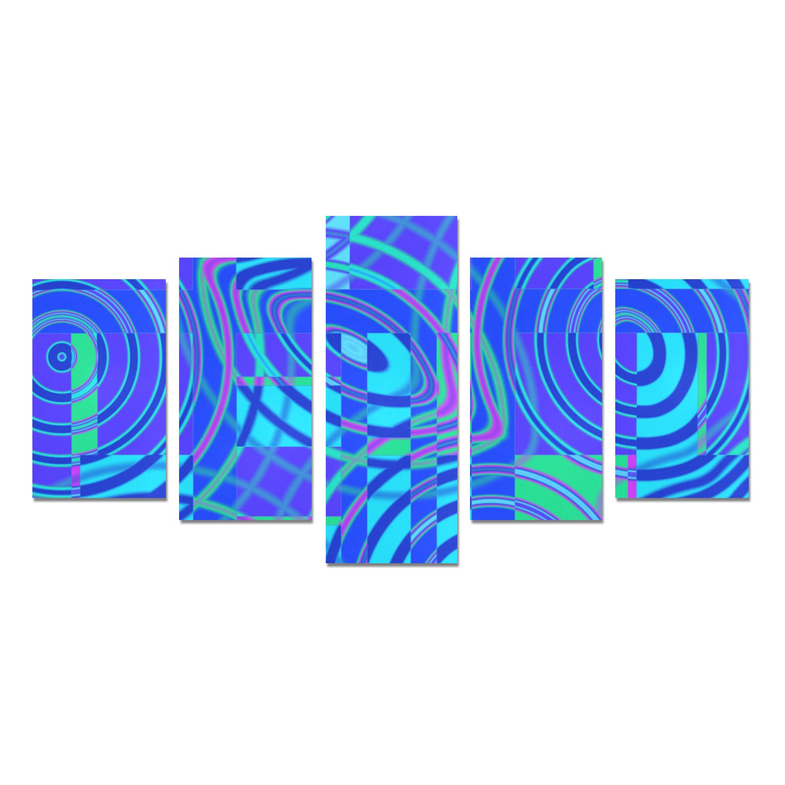 Ripples and Splashes Blue Abstract Canvas Print Sets C (No Frame)