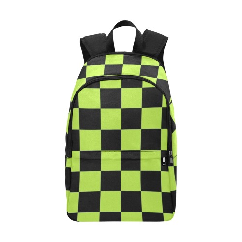 Black and Lime Green Checks Fabric Backpack for Adult (Model 1659)