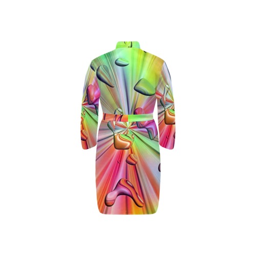Rainbow by nico bielow Men's Long Sleeve Belted Night Robe (Model H56)