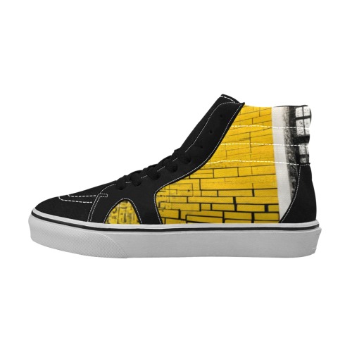 yellow brick wall Men's High Top Skateboarding Shoes (Model E001-1)