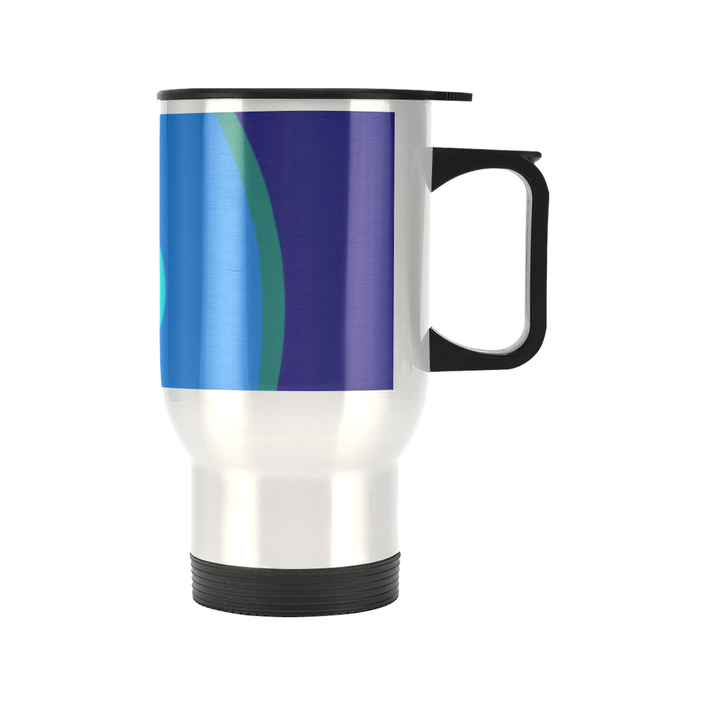 Dimensional Blue Abstract 915 Travel Mug (Silver) (14 Oz)