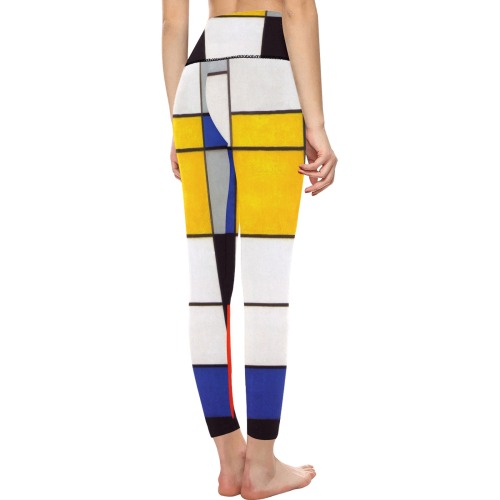 Composition A by Piet Mondrian Women's All Over Print High-Waisted Leggings (Model L36)