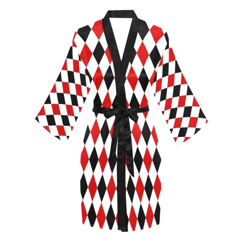 DIAMOND PATTERN Long Sleeve Kimono Robe