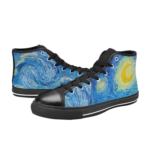 Starry Night Women's Classic High Top Canvas Shoes (Model 017)