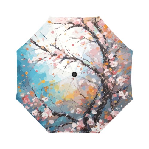 Elegant art of a sakura tree in full bloom. Auto-Foldable Umbrella (Model U04)