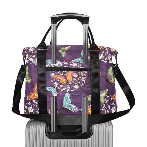 purple butterflies Large Capacity Duffle Bag (Model 1715)