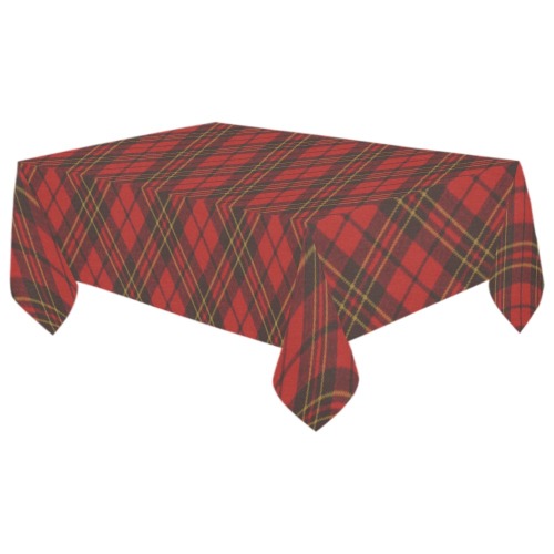 Red tartan plaid winter Christmas pattern holidays Cotton Linen Tablecloth 60"x 104"