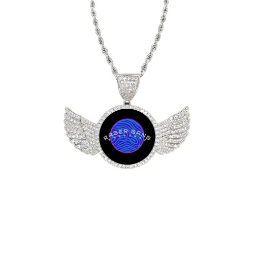 rager gang llc rec Wings Silver Photo Pendant with Rope Chain