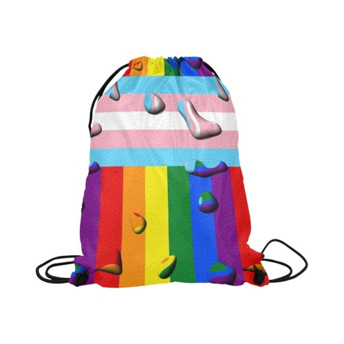 Transgender Pride Flag Pop Art by Nico Bielow Large Drawstring Bag Model 1604 (Twin Sides)  16.5"(W) * 19.3"(H)