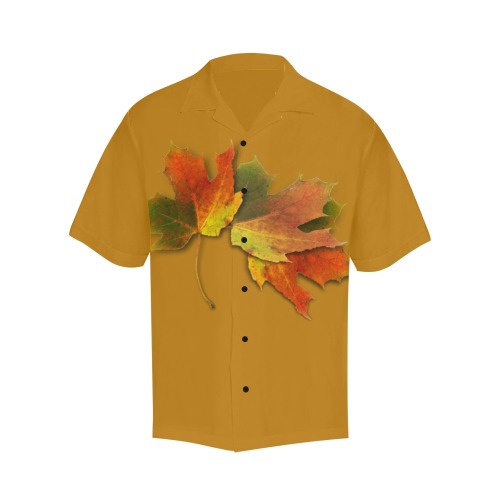 Golden Autumn Leaves - Gold Hawaiian Shirt (Model T58)