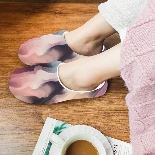 Digital liquid painting 23 Women's Non-Slip Cotton Slippers (Model 0602)
