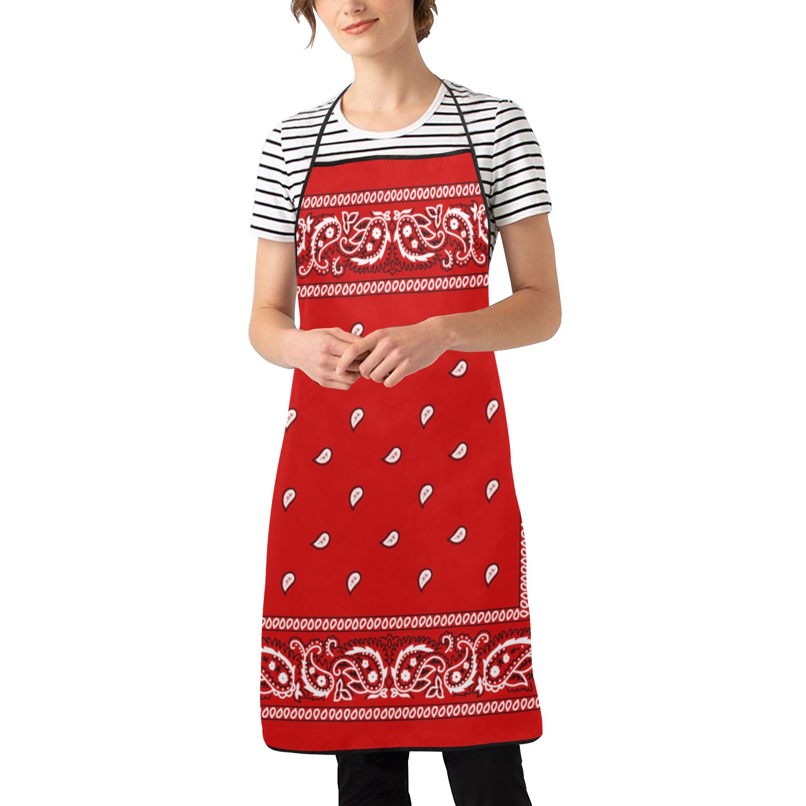 #red bandana 2 Women's Overlock Apron