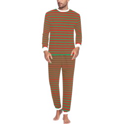 Christmas Stripes Red and Green Men's All Over Print Pajama Set