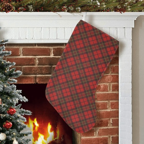 Red tartan plaid winter Christmas pattern holidays Christmas Stocking (Without Folded Top)