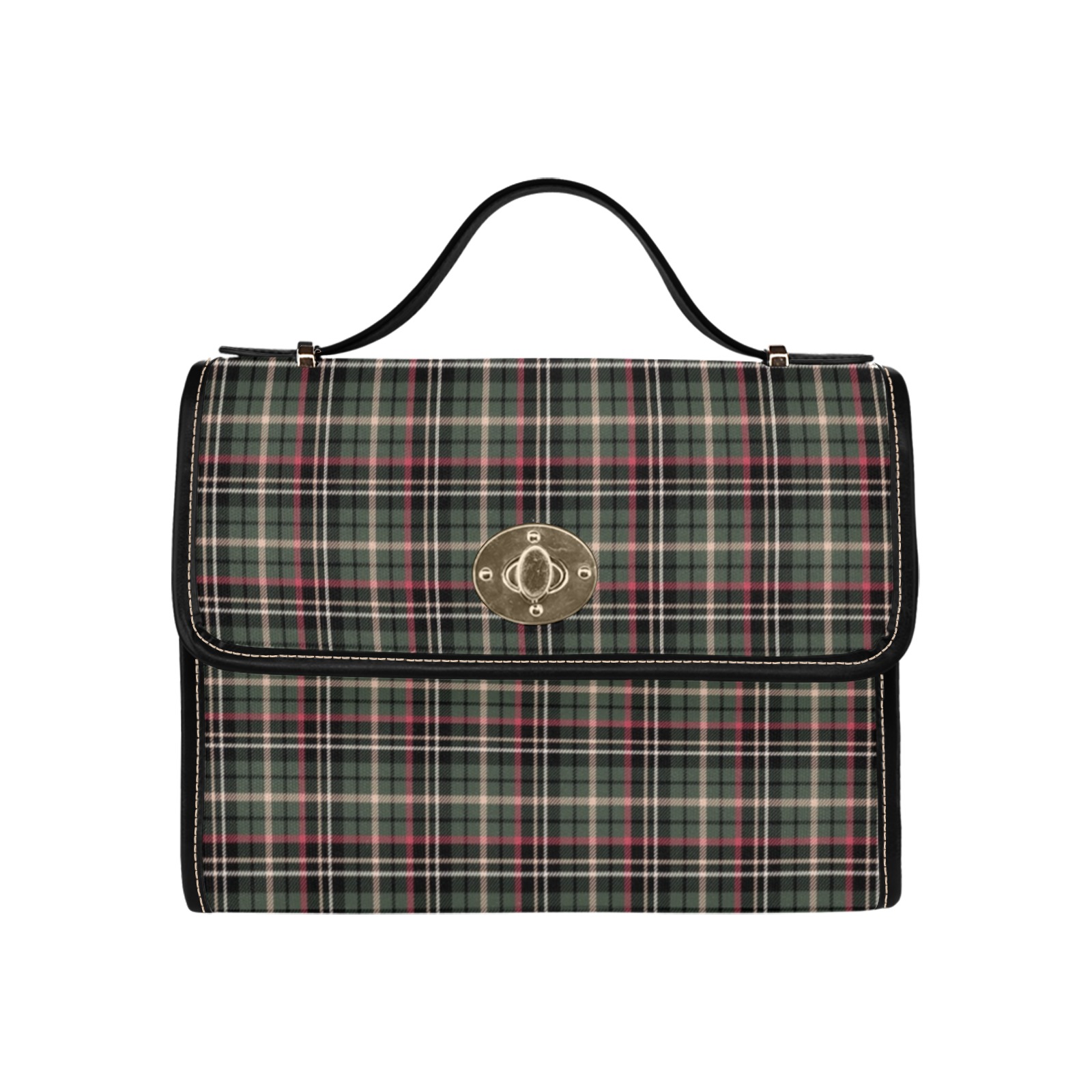 Classic Plaid Waterproof Canvas Bag-Black (All Over Print) (Model 1641)