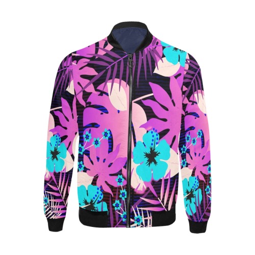 GROOVY FUNK THING FLORAL PURPLE All Over Print Bomber Jacket for Men (Model H31)
